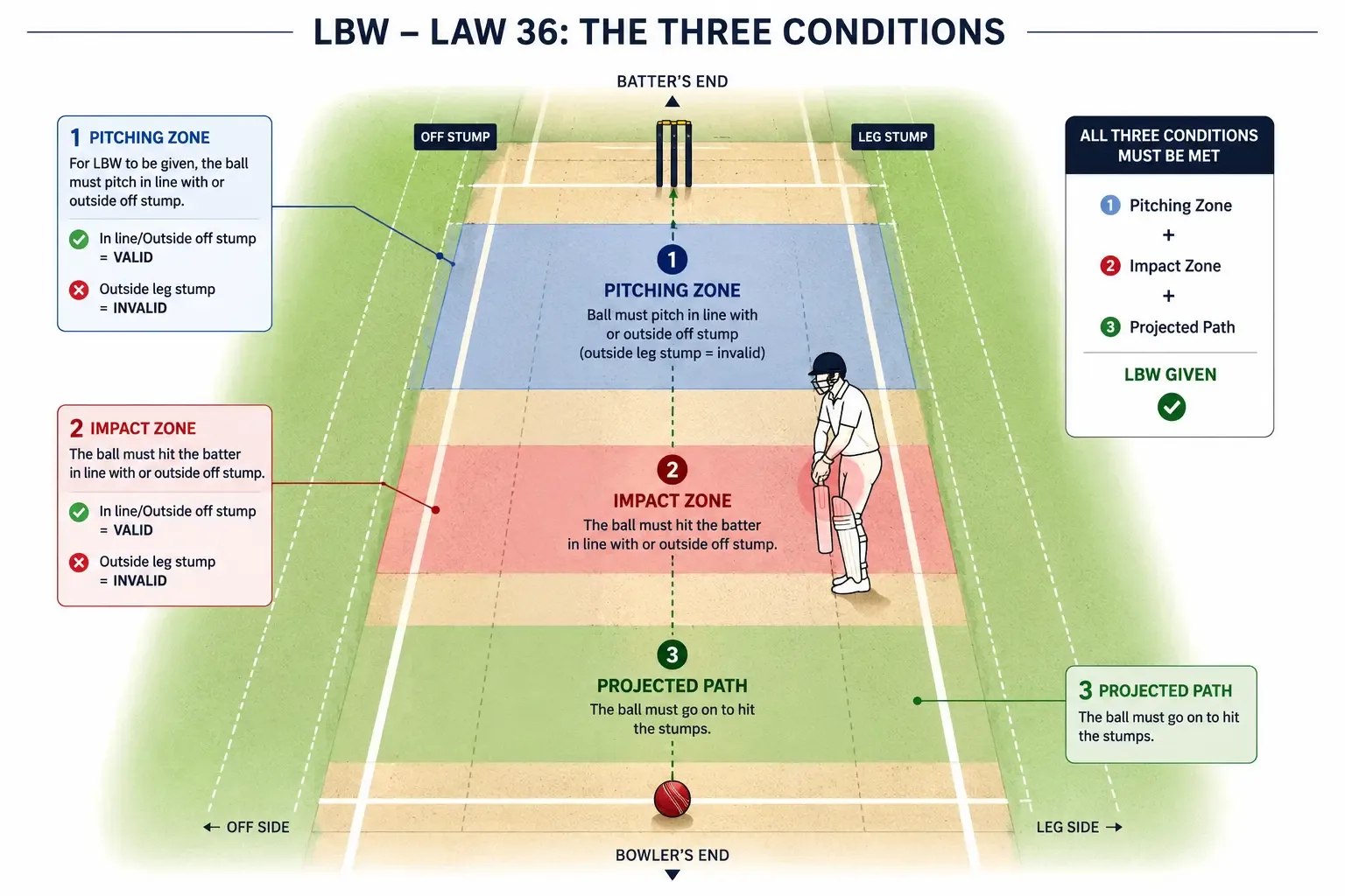 Cricket pitch with wooden stumps and bails
