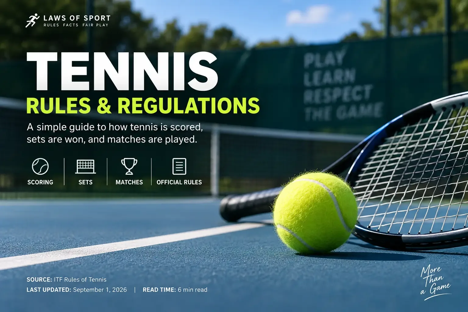 Diagram showing the tennis scoring sequence from love to 15, 30, 40, and game